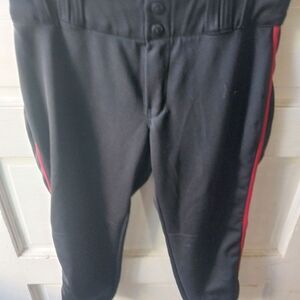 Black Women's Baseball Pants with Red Stripe
